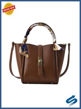 Faux Leather Old Money Elegant Bucket Handbag with Zipper